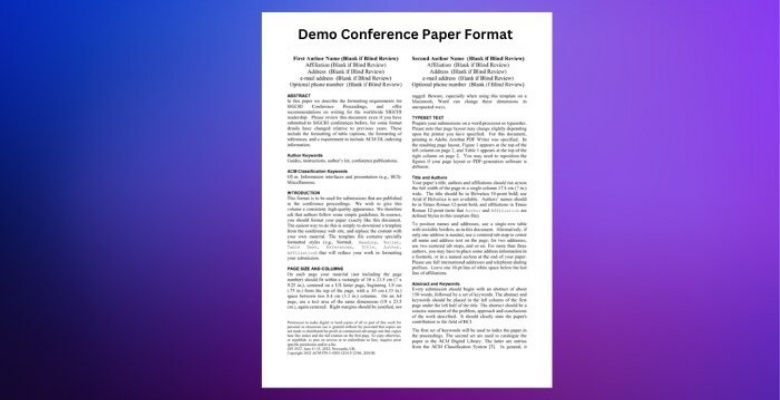 How to Format a Conference Paper?