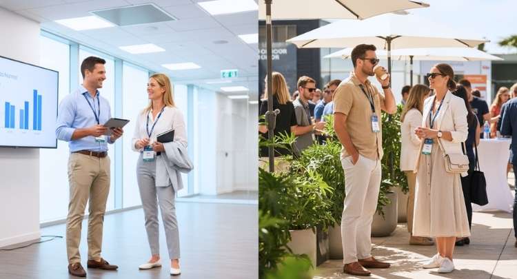 Indoor vs Outdoor Summer Conference Outfit Tips (Men, Women)