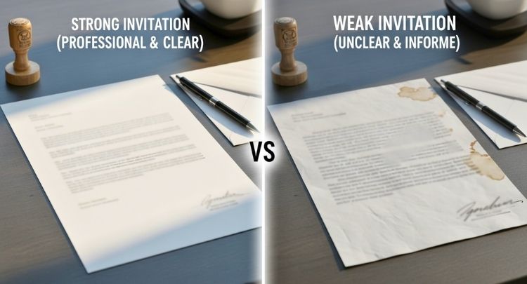 Example Strong Invitation Letter vs Weak Invitation Letter