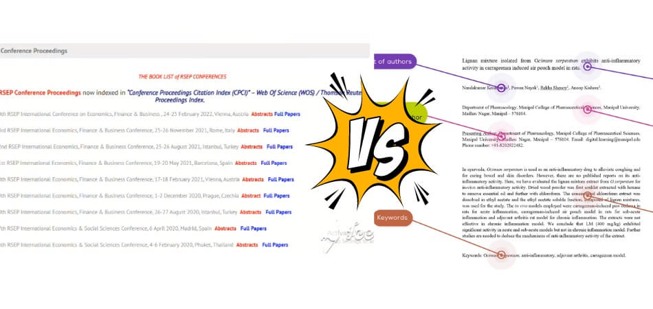 Conferences Proceedings Vs Abstract