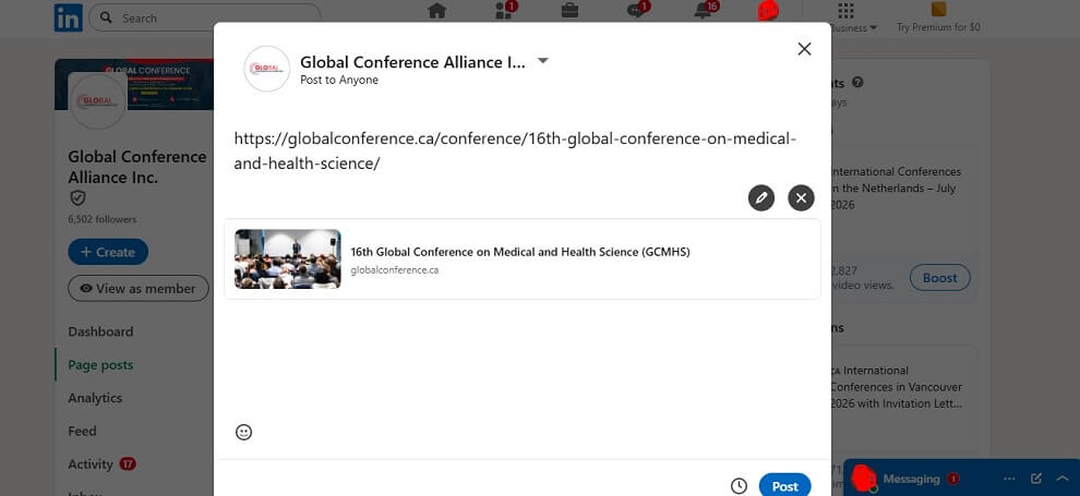 Post The Conference As A Regular LinkedIn Post