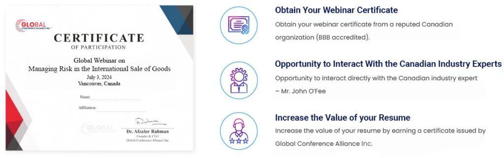certificate of managing risk in the international sale of goods