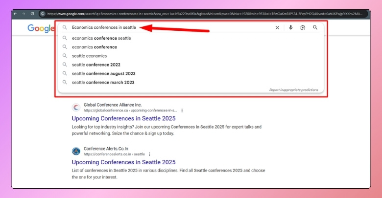 How to Search in Google for Economics Conferences in Seattle