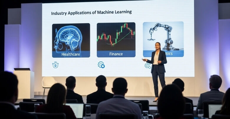 How Are Industry Applications Highlighted in Machine Learning Conferences